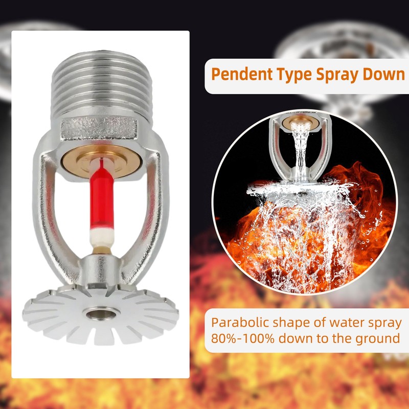 5pc Fire Sprinkler Head & Wrench, Pendent Type 155℉ (68°C)