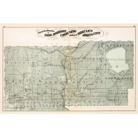 Historic Wall Map : 1874 Map of Todd, Morrison, Crow Wing Counties; Parts of Mille Lacs, Aitkin & Cass. - Vintage Wall Art - 24in x 16in