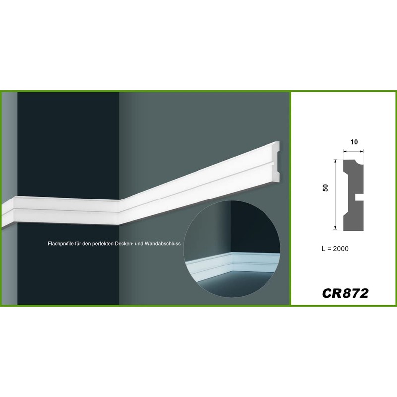 Grand Decor Stucco Moulding Strips Wall Flat Modern PU Hard