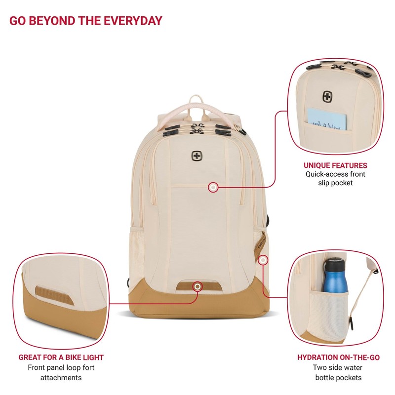 SwissGear Cecil 5505 Laptop Backpack, Cream/Warm Sand, 18-Inch