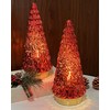 SHMILMH Red Mercury Glass Christmas Tree Set of 2, Small