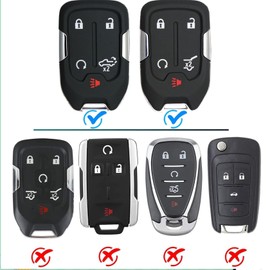 SIEVEN Funda de piel auténtica para llavero Chevy Silverado 1500, 2500, 3500 2019-2023, GMC Sierra 2019-2023, Protector inteligente de llaves de control remoto, Negro