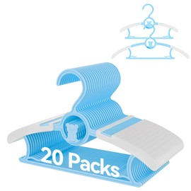 trusir Baby Hangers,11-14 inch Extendable Kid Hangers 20 Pack,Non-Slip Children Hangers,Stackable Space Save Toddler Hangers,Infant Hangers for Closet,Blue 20 Pack