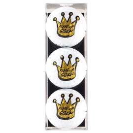 KING OF GOLF Golf Ball Gift Set of 3 Printed Golf Balls in Gift Box - Great Gift for the King of Golf