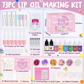 Jcoos DIY Lip Gloss Oil Make Your Own Lip Gloss Kit, Inspired Lip Oil Base with Pigment, Flavoring Oil, Glow Tubes, DIY Lip Gloss Making Kit, Moisturizing Lipglosses for Girls Women Christmas Gifts