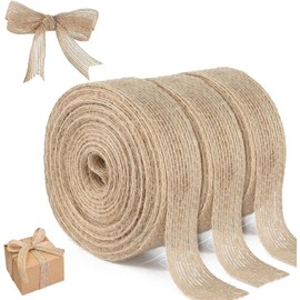 3 Rollos de Yute en Rollo, Mecate de Yute para Manualidades y Decoración, Cinta de Yute Natural de 2 cm x 10 Metros por Rollo, Ideal para Empaque Regalos y Proyectos Artesanales