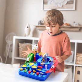 Shoonlo Pista de Coches para Niños, Juguete de Pista de Carros, con 5 Mini Autos, Juguetes Didácticos de Aventuras en Coche, Juguetes Montessori de Vehículos para Niño, Regalo para Niños de 3+ Años