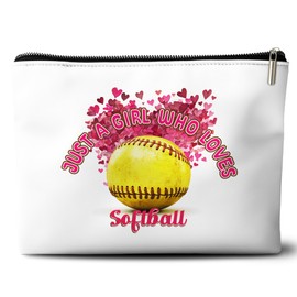 Rone168 Softball Gifts for Girls Makeup Bag, Girls Softball Gifts Organizer Bag. 10x7 Inches