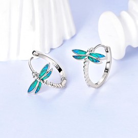 NARMO Hoop Earrings for Women 925 Sterling Silver Large Dragonfly Earrings