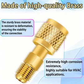 R32 R454A/B/C refrigeration brass adapter, reverse threaded joint suitable for R32/R454B mini separation system, vacuum pump and instrument hose connectors, Air Conditioning