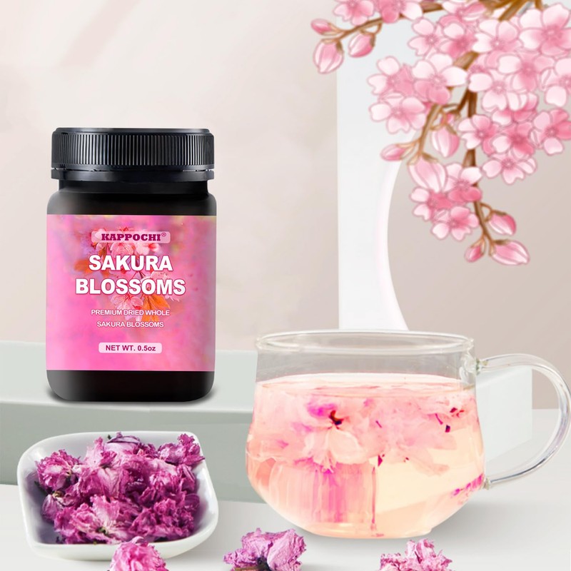 Dried Whole Cherry Blossoms, 0.5oz(14.0g), Natural Dried Sakura Blossoms for