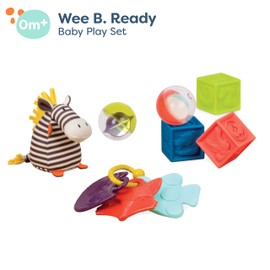 B. toys - Sensory Baby Play Set - Building Blocks, Balls, Teethers, Plush Zebra - Toys for Newborns, Babies - Wee B. Ready