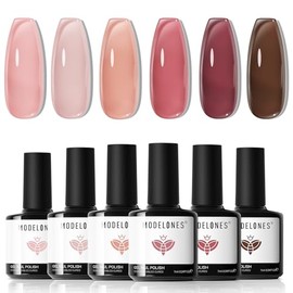 modelones- Estética de tendencia 2025: ¡Renueva tu look con el esmalte en gel transparente gelatinoso! Su acabado brillante y translúcido ofrece un ai