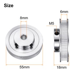 uxcell 4pcs GT-2 Pulley Synchronous Wheel 80 Teeth 8mm Bore, Fit with 6mm Width Belt, Aluminum Alloy Timing Pulley Wheel for 3D Printer, CNC Machine
