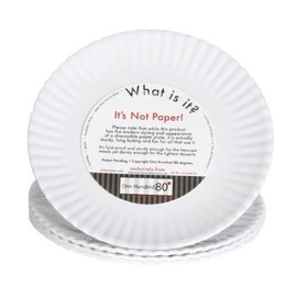 "What Is It?" LARGER SIZE 11-inch Reusable White Dinner Plate, Melamine, Set of 4