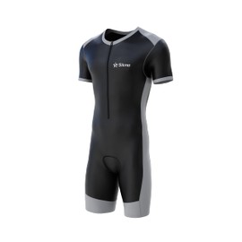 Sikma Tuta da ciclismo da uomo imbottita, monopezzo, Trisuit, top da bici corto, nero/grigio, XL