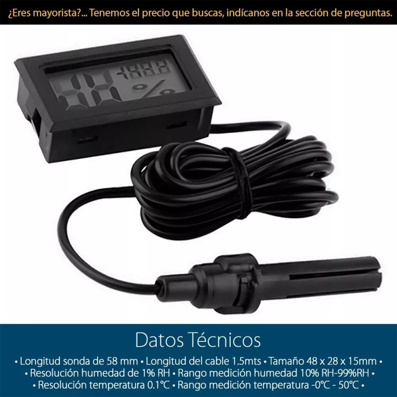 Mercader Digital 2 Pzs Termómetro Higrómetro Digital De Sonda Medidor