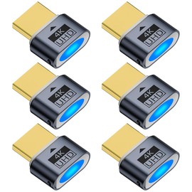 4K HDMI Dummy Plug Display Emulator Headless Ghost Adapter Compatible with Windows Mac OSX Linux Support 4kx2k 2160P 1080p for Computer Desktop 6 Pack