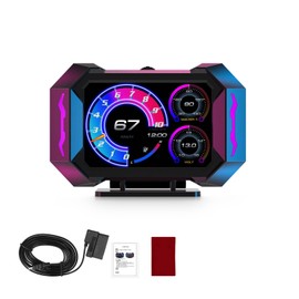 FINYQBET Velocímetro Digital para Auto P25, Pantalla Multifuncional con OBD y GPS, Alerta de Sobrerrevoluciones y Diagnósticos en Tiempo Real, Ideal para Monitoreo Seguro y Preciso