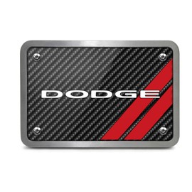iPick Image - Graphic Carbon Fiber Texture Billet Aluminum 2" x 2" inch Tow Hitch Cover - Dodge