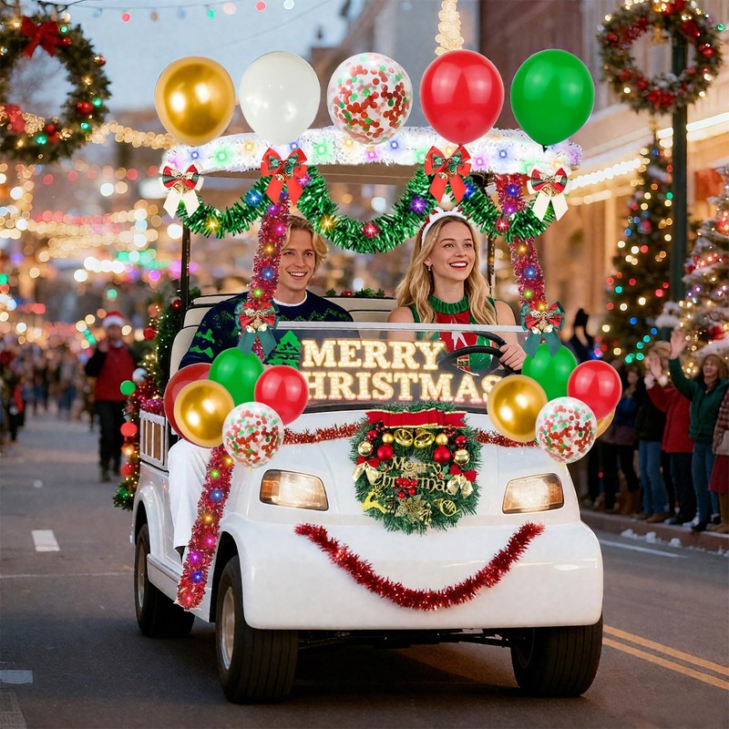 Golf Cart Decorations Kit,Parade Golf Cart Decoration Kit (Christmas)
