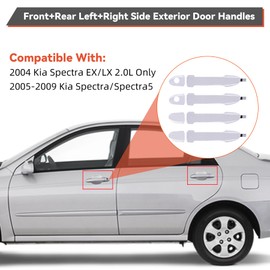 Deal - Juego de 4 manijas de puerta exteriores cromadas delanteras y traseras izquierdas y laterales derechos, compatibles con 04 Spectra EX/LX 2.0L 05-09 Spectra Spectra5