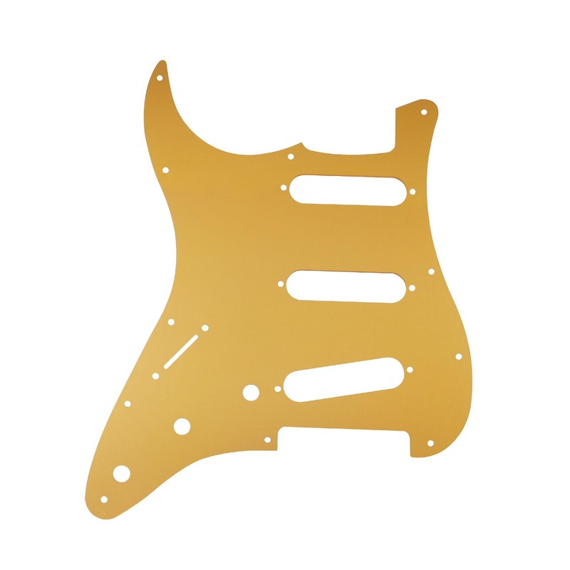 Phrilam SSS Anodized Aluminum Strat Pickguard for Fender Stratocaster, Gold