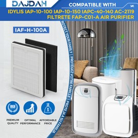Idylis Air Purifier Replacement Filter A for Idylis Air Purifier AC-2119 IAP-10-100 IAP-10-150 IAPC-40-140 and Filtrete FAP-C01-A with Idylis Filter IAF-H-100A Size A, 4 H13 HEPA & 8 Carbon Pre-filter