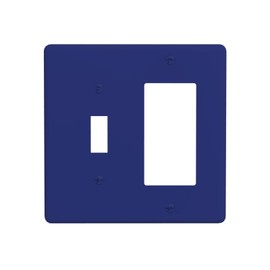 Matte Royal Blue 2 Gang Combination 1-Toggle 1-Decorator/Gfci Device Wall Plates Light Aquamarine Ocean Marine Indigo Blue One Rocker with Toggle Combo Light Switch Plates and Socket Outlet Covers