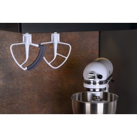 GZ-Design Set of 4 Holder Accessories Compatible with KitchenAid Flat Stirrer Whisk Dough Hook Kitchen Aid Stirring Elements (White)