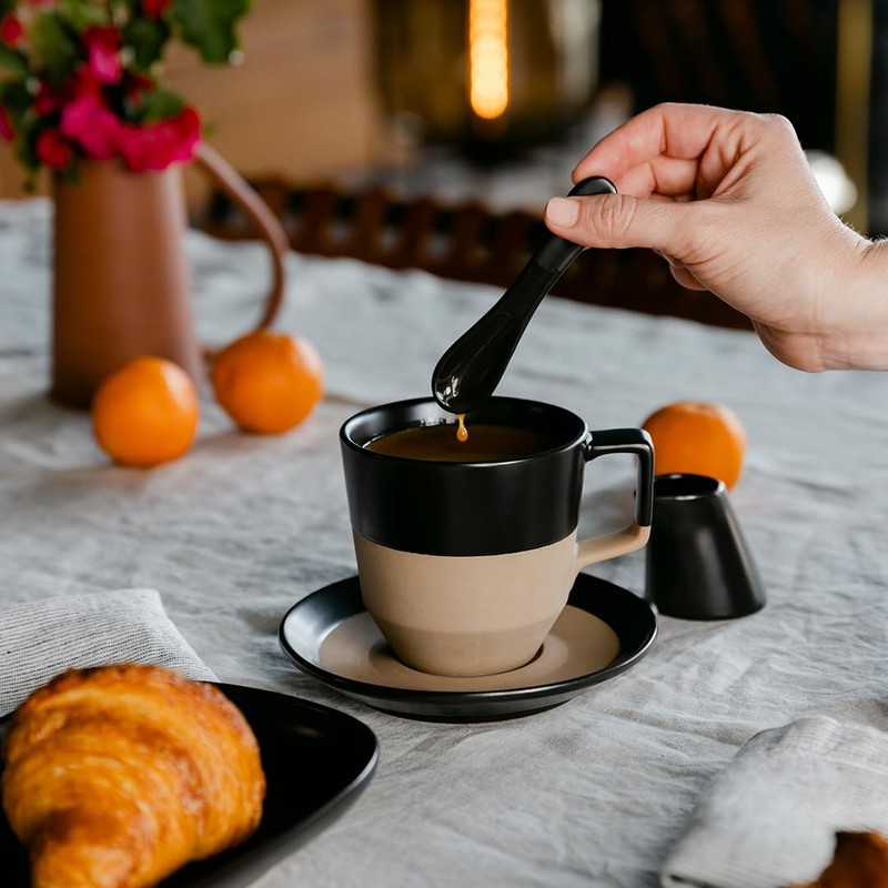 notNeutral Pico Large Latte Cup with Saucer, Black 12 oz