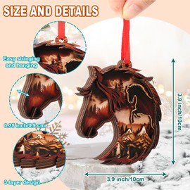 Galloping Horse Christmas Ornament - 3-Layer Wooden Hanging Ornament for Horse Lovers - Laser-Cut Horse Ornaments for Christmas Tree - 2024 Xmas Christmas Home Decor for Equestrians