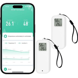 Comboss Thermometer Hygrometer Sensor - WiFi Thermo Hygrometer Moisture Sensor with Remote App Notification Alarm Suitable for Greenhouse Wine Cellar (Pack of 2)