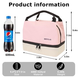 Insulated Lunch Bag for Women/Men Reusable Lunch Box Large Capacity Lunch Tote Bags for Work Picnic Travel (Pink)