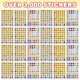 ArtCreativity 3000+ Emoticon Stickers for Kids, Includes 12 Packs with 72 Sticker Sheets, Emoticon Sticker Set for Teacher Classroom Rewards, Art Supplies, Kids Party Favors, Goodie Bag Fillers