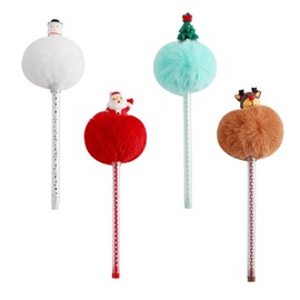 MEISH Christmas Pens Plush Cartoon Ballpoint Pen Pompom Ballpoint Writing Pens Novelty Ballpoint Pens for Kids School Supplies (4)
