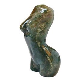 Bacatgem India Agate Healing Crystal Female Model Figurine Sculpture, 2 Inches Carving Pocket Palm Stone Office Decor Decoration