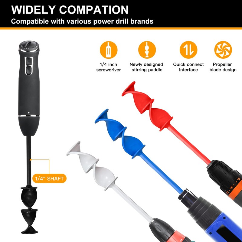RZJZGZ 4 PCS Silicone Resin Mixer Paddles for Drill, Epoxy