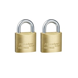 Master Lock Solid Brass Body 30mm Wide Economy Padlock with Keys - Mini Lock with 4-pin Anti-Pick Cylinder and Cut-Resistant Steel Shackle - Small Lock with Key for Lockers, Storage Cabinets - 2 Pack