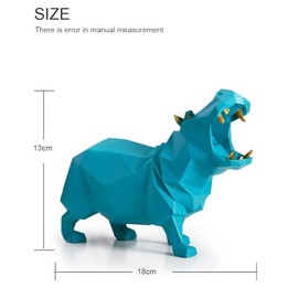 HAUCOZE Hippo Figura Decorativa Modern Escultura Arte Animal Regalo Interior Salon Estatua Resina Azul 20cm