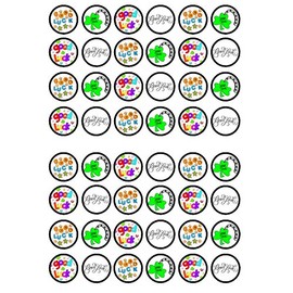 48 Good Luck Edible Cupcake Toppers, Premium Thickness SWEETENED VANILLA, Wafer Card Mini Cupcake Decorations