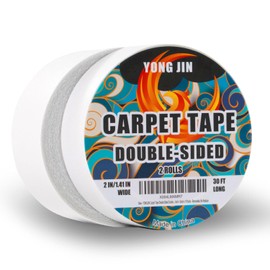 YONGJIN Carpet Tape Double Sided Combo Pack (2 Rolls) - Heavy Duty Rug Tape for Hardwood Floors & Stairs - 1.41Inch + 2Inch x 10Yards - Removable, No Residue