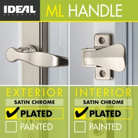 Ideal Security BK1215SC ML Lever Set Handle for Storm Doors and Screen Doors with Keyed Deadbolt Lock, 2-Posts with Tie-Down Screw, Surface Mount, Satin Chrome