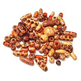 Jewellery Wooden Beads Various Shapes Set Wooden Beads Balls, Round, Oval, for Threading Crafts, 8 mm to 24 mm, Large Hole Beads, Spacer, Spacer Beads
