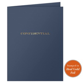 The Gallery Collection, 25 Count, Blue, Confidential Pocket Folders, Gold Foil Stamped, for Professional Use (9 x 12)