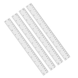 4 Pack Clear Plastic Ruler, Metric Rulers 30cm, 12 Inch Straight Ruler Bulk for Classroom, School, Office (4)