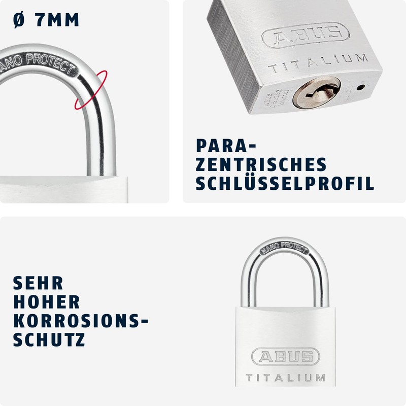 ABUS Titalium 64TI/45 Padlock - Cellar Lock with Special Aluminium