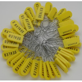 Plastic Padlock Security Seal with Large Shackle Metal Wire (Yellow, 50 Pack)
