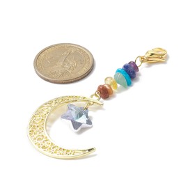 Crystal Keyring, 7 Chakra Healing Crystals Key Rings Key Chain, Moon Tree of Life Natural Tumbled Stone Car Keyring Backpack Handbag Wallet Accessories Keychain Decoration Birthday Gifts for Women Men