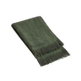 The Holy South - Fringed Reversible Fingertip Hand Towel (Size 11" W x 18" L) Terry Cotton Washcloth Set for Face and Bathroom use. (3, Forest Green)